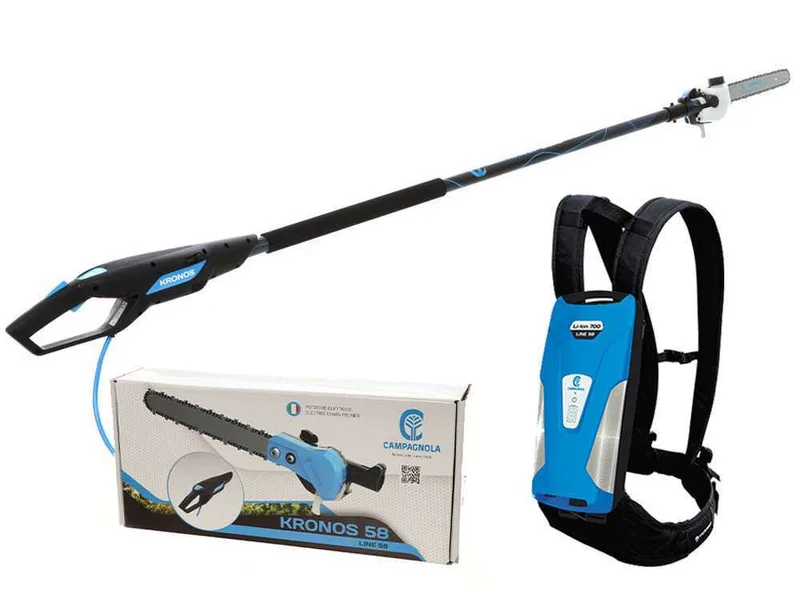 Perche élagueuse fixe Campagnola Kronos sur perche fixe en carbone de 120 cm - Line 58 - Batterie Li-ion 700 de 14 Ah
