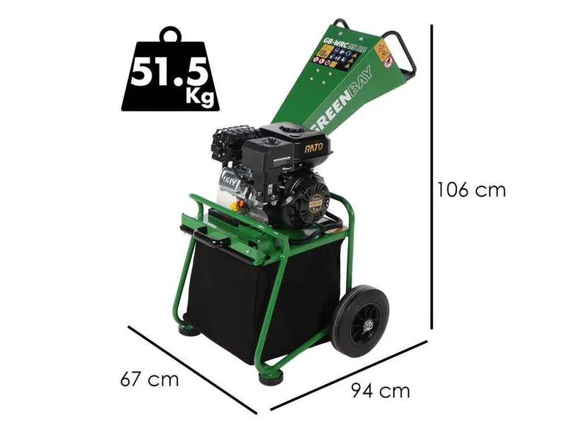 Broyeur de branches thermique GreenBay GB-WRC 50 L moteur à essence 7 CV
