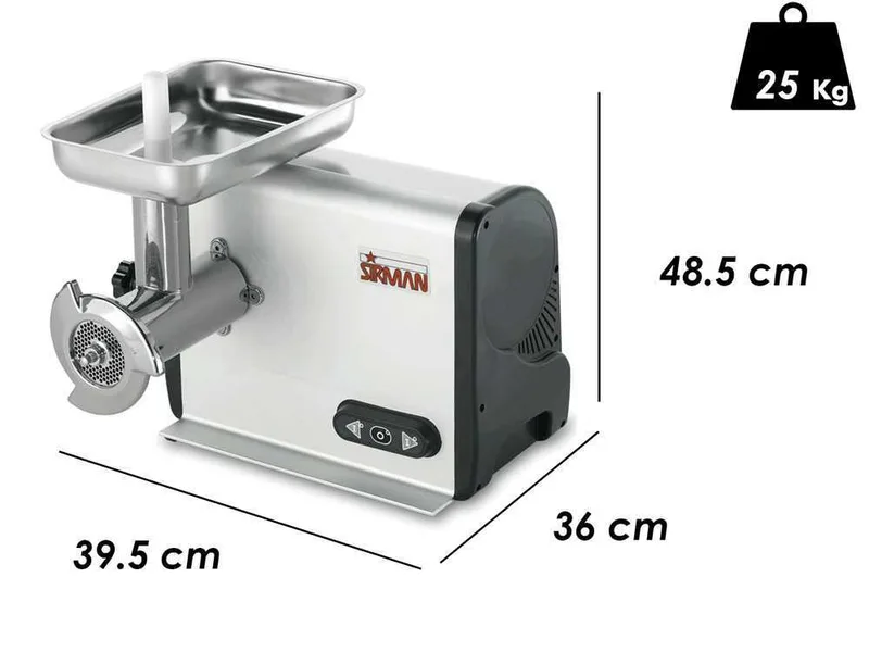Sirman TC 12 Dakota - Hachoir à viande électrique - en acier inox - 750W