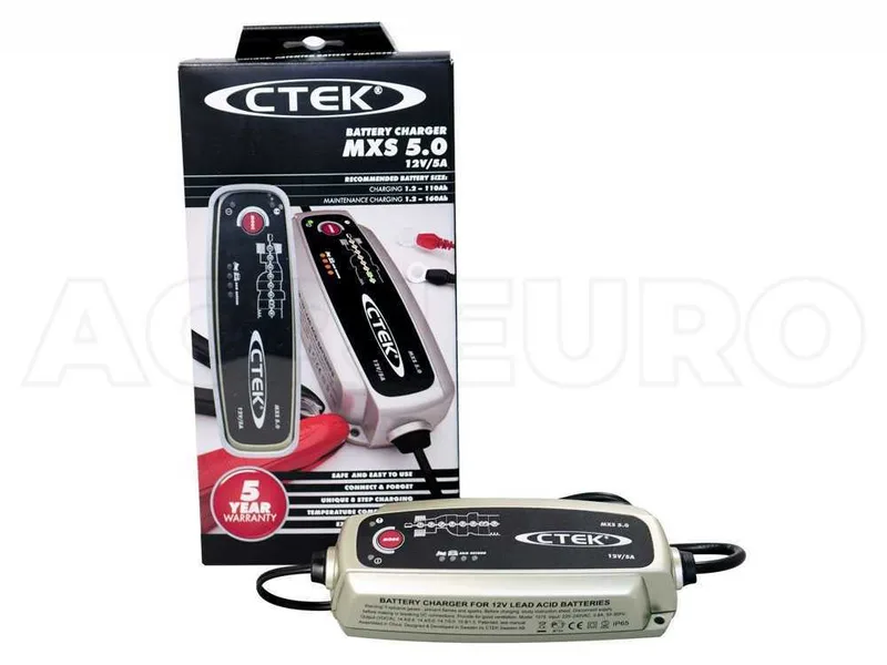 CTEK MXS 5.0 12V - Chargeur de batterie et mainteneur de charge automatique - 8 étapes - compensation de température
