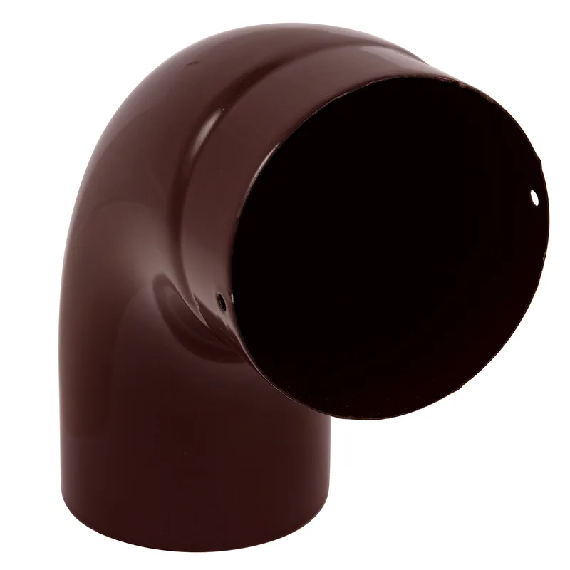 Coude de conduit de fumée / Coude de tuyau de poêle émaillé 150 mm - Coude 90° lisse marron avec ouverture de nettoyage