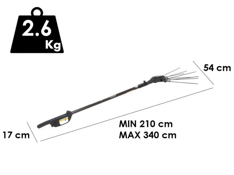 Zanon Karbonium PRO AL 300 - Peigne vibreur électrique à batterie dorsale 50.4V 16Ah - Perche télescopique 210/340 cm