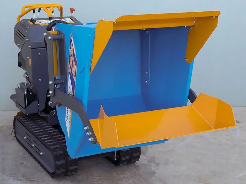 EuroMech EM500L-Dump & Shovel - Brouette à chenilles hydraulique 500 kg avec benne dumper et godet frontal - Transmission hydrostatique