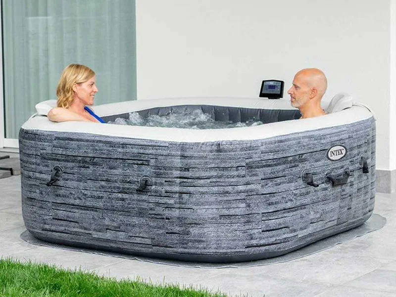 Intex Carrée Greystone Deluxe 28450NP - Ø173x71 cm - Spa gonflable à hydromassage