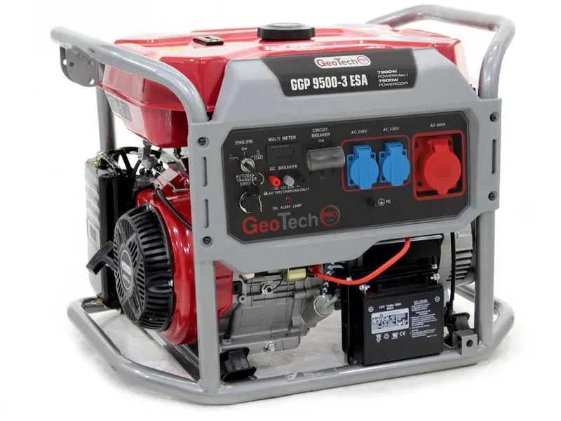 GeoTech Pro GGP 9500-3 ESA - Groupe électrogène sur chariot avec AVR dém. électrique 7.8 kW - Continue 7.5 kW
