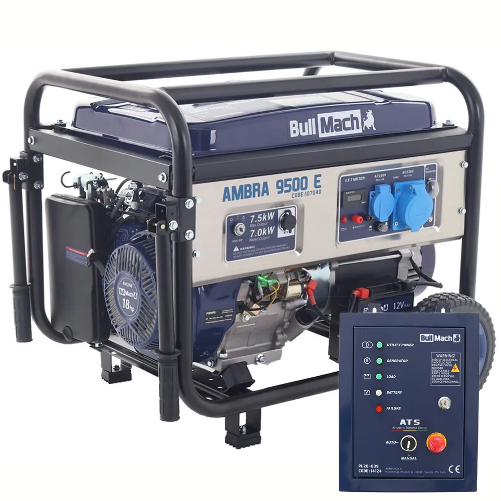 BullMach AMBRA 9500 E - Groupe électrogène 7.5 Kw monophasé - Boîtier ATS inclus