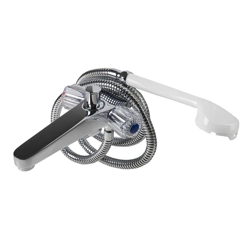 Wittigsthal Robinetterie avec limitation automatique du débit et ventilation intégrée, flexible 1500 mm, douchette blanche
