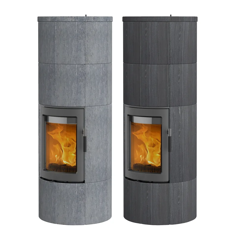 Poêle à bois Lotus Maestro 2 en stéatite, porte grise, évacuation des fumées par le haut