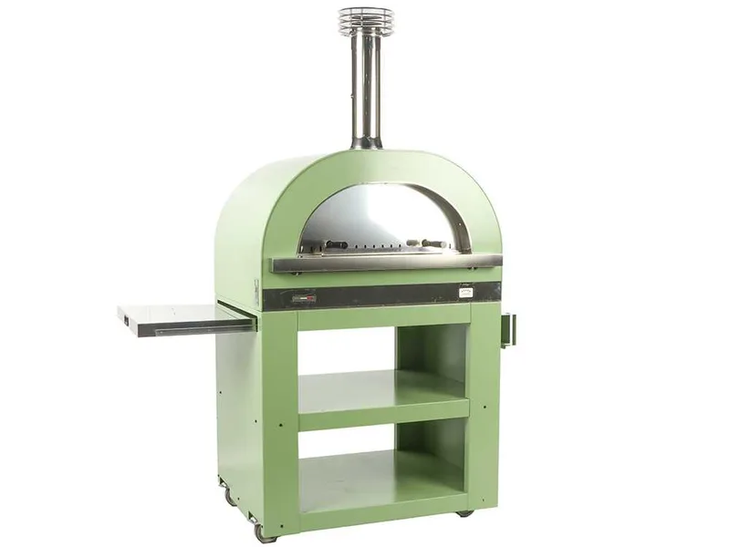 Clementi Gold - Four à bois d'extérieur pour pizza avec chariot - Chambre de cuisson 80 x 60 - 4 pizzas - Vert