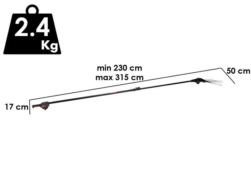 Lisam Imola GP - Peigne vibreur électrique à batterie 2x 21 V 5 Ah - Perche télescopique de 235 à 330 cm