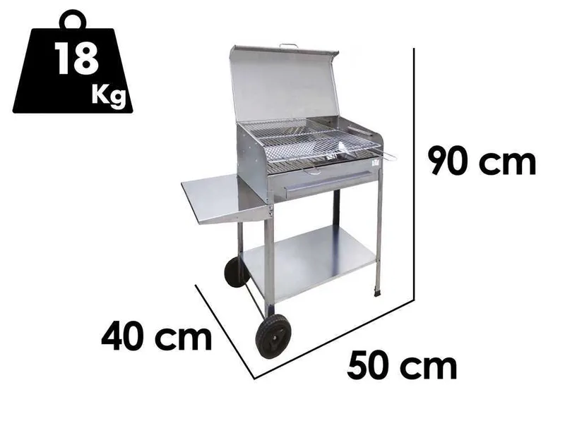 Mille Achille Small - Barbecue à charbon en acier inox artisanal - 47,5x37 cm