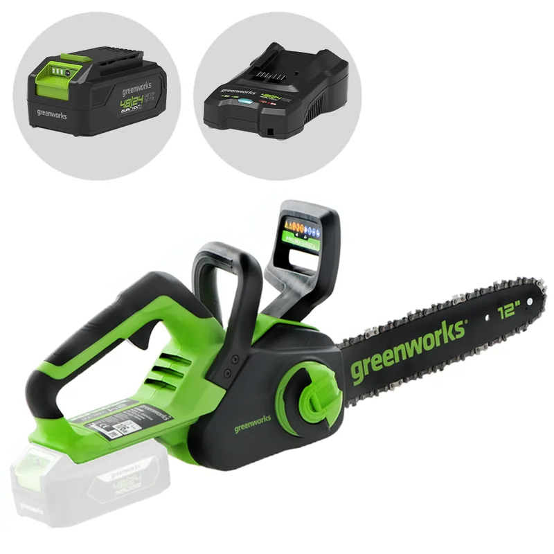 Greenworks GD24CS30 - Tronçonneuse électrique à batterie 24 V 4 Ah - Lame de 30 cm