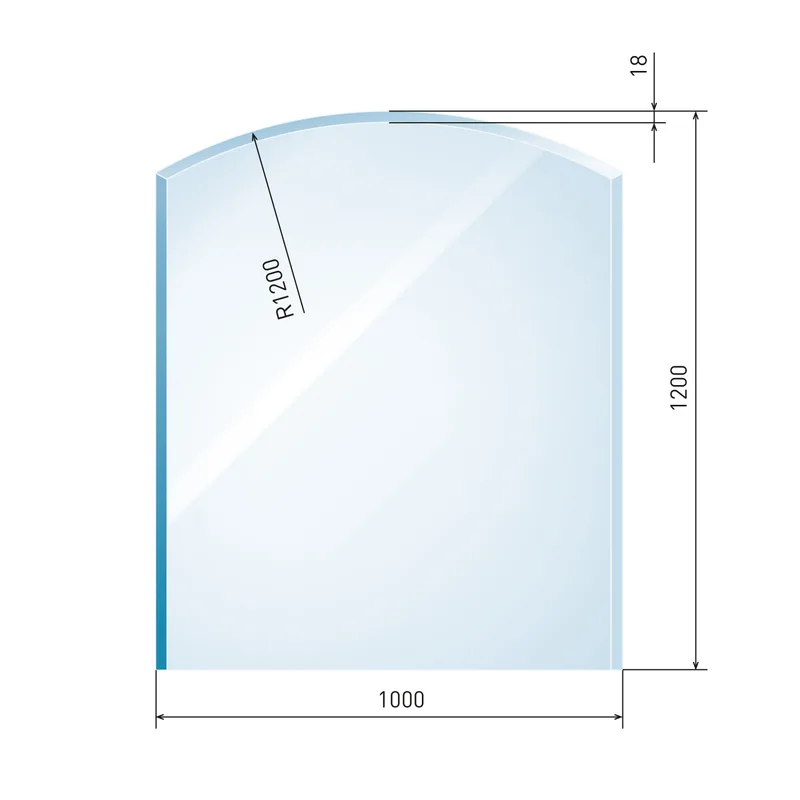 Plaque de verre Raik Kamin langue plate incl. facette
