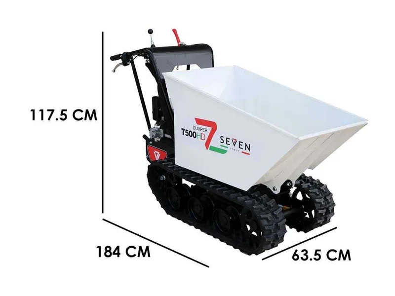 Brouette à chenilles Seven Italy T500HD GX-E - caisson dumper hydraulique - charge 500 kg