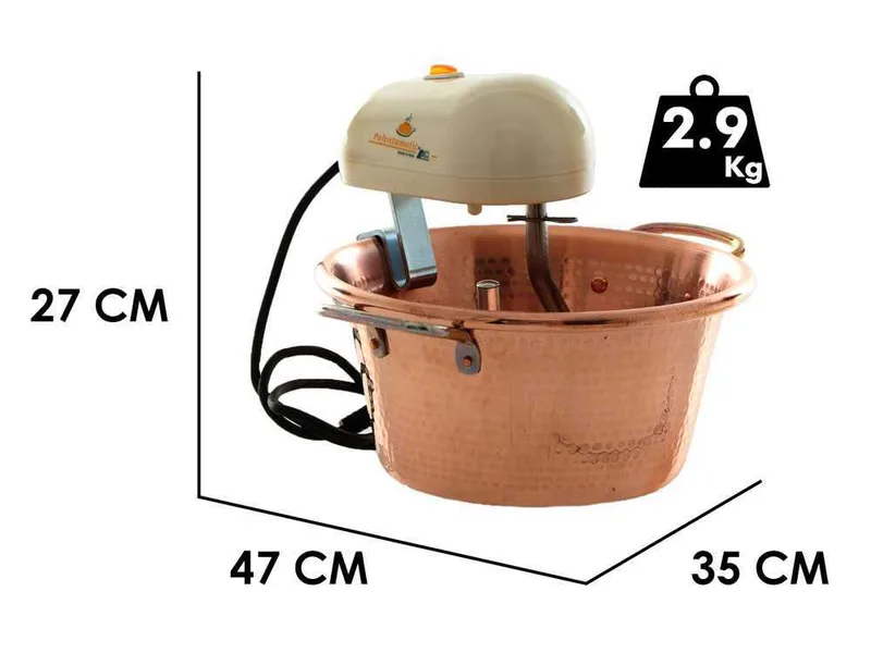 LAR Polentamatic - Chaudron électrique en cuivre martelé pour la polenta à induction 4.5L - 8W max
