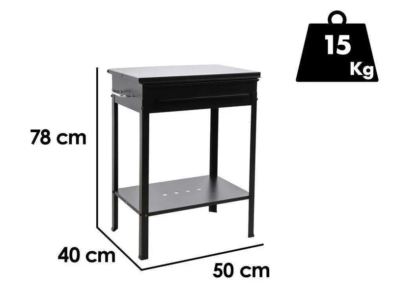 Mille Stromboli Medium - Barbecue à charbon en fer artisanal - 47,5x37 cm