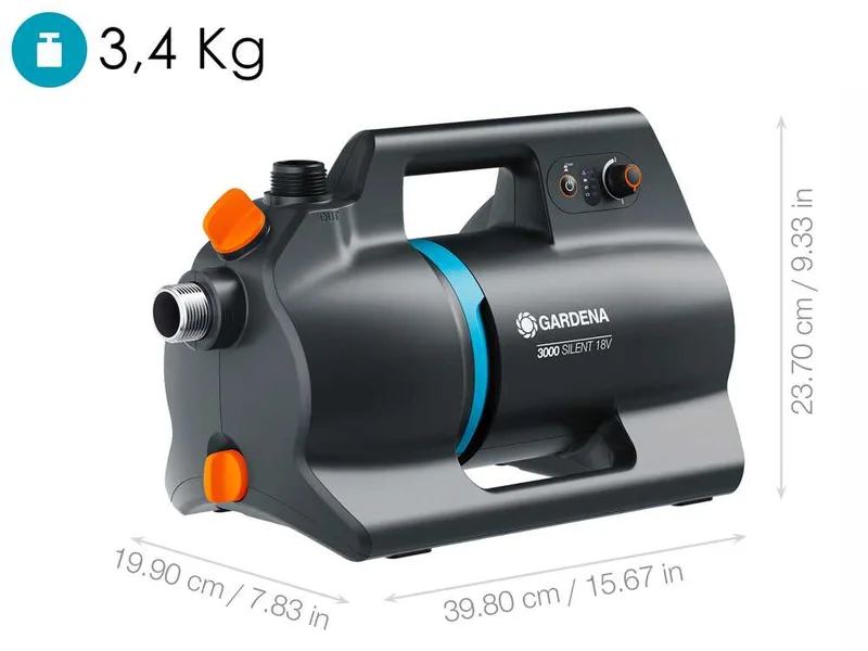 Gardena 3000 Silent 18V P4A - Pompe auto-amorçante à batterie - 18V 4Ah