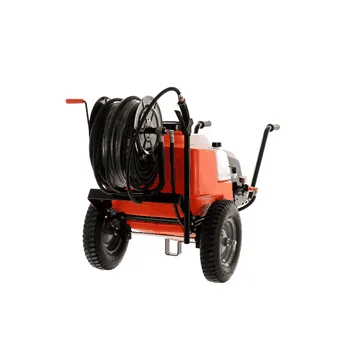Pompe de pulvérisation à batterie Stocker 12V de 100 l art. 304 - Pompe de pulvérisation électrique sur chariot avec barre de pulvérisation et crochet d'attelage