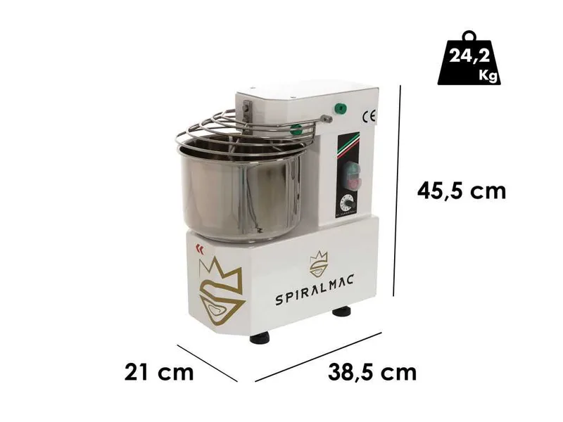 Pétrin à spirale SPIRALMAC SV5VV avec variateur à 10 viteses - Capacité 5 Kg