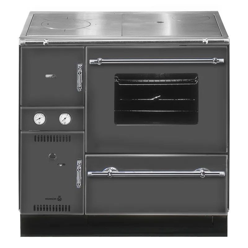 Wamsler K 148 CL poêle de cuisine avec échangeur d'eau Anthracite / Chrome, conduit de fumée à droite
