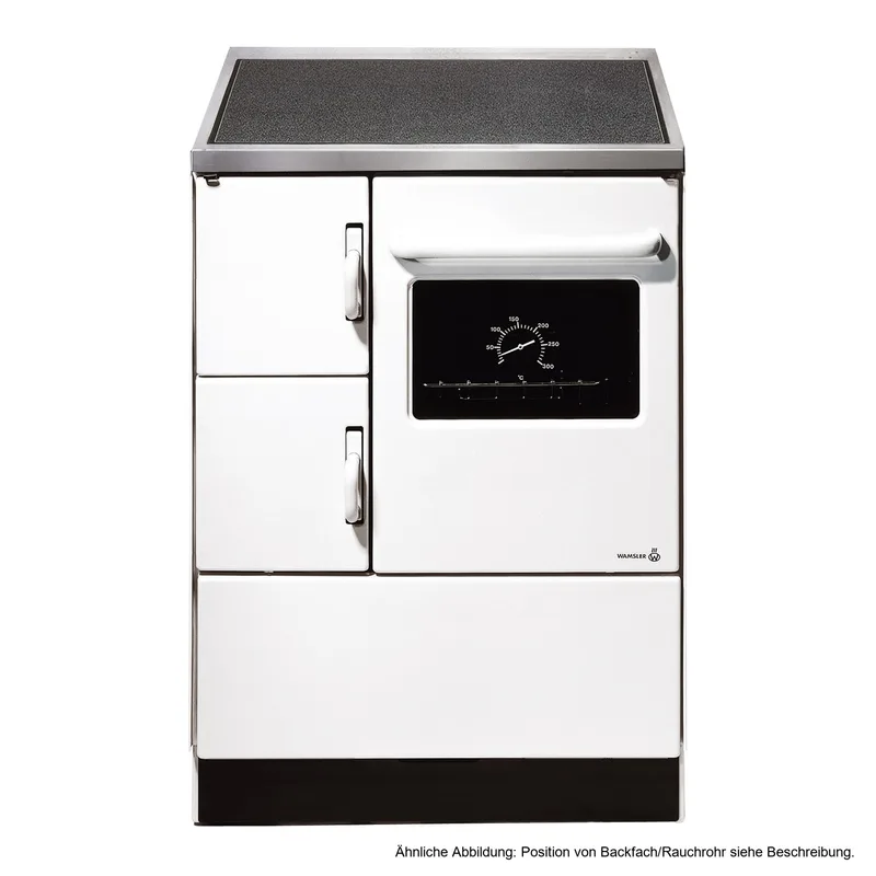 Wamsler K 118 Cuisinière à bois à gauche blanc avec plaque vitrocéramique