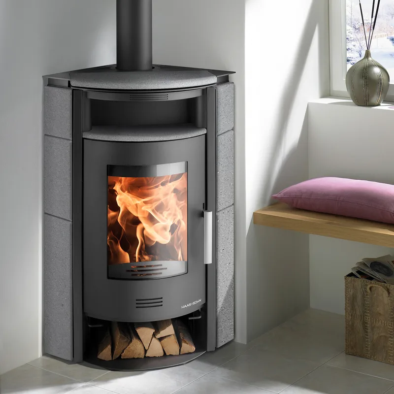 Haas+Sohn Kuopio II Poêle à bois anthracite perle / quartz gris