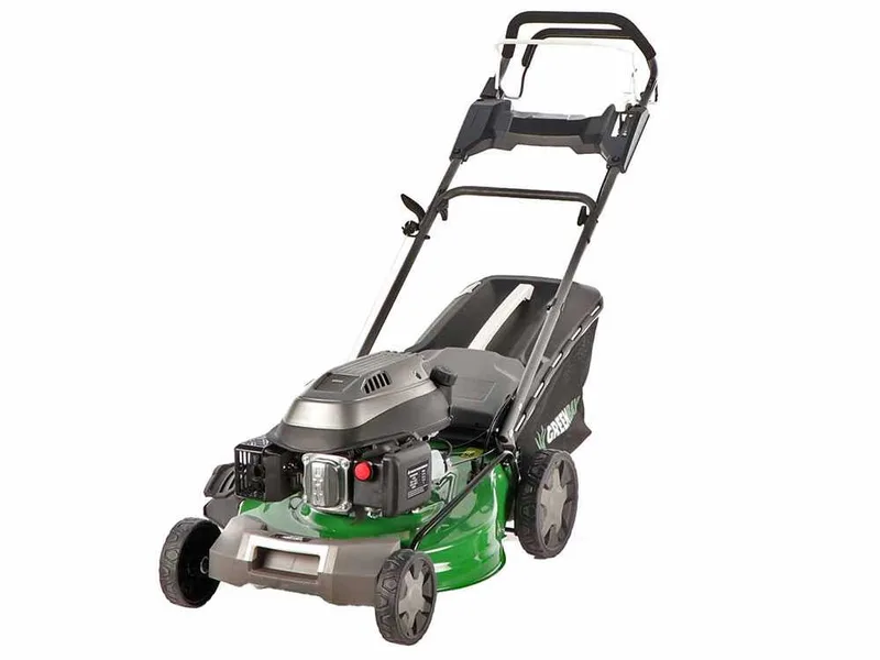 GreenBay GB-LM 51 - Tondeuse à gazon tractée 4 en 1 - Moteur thermique de 196cc