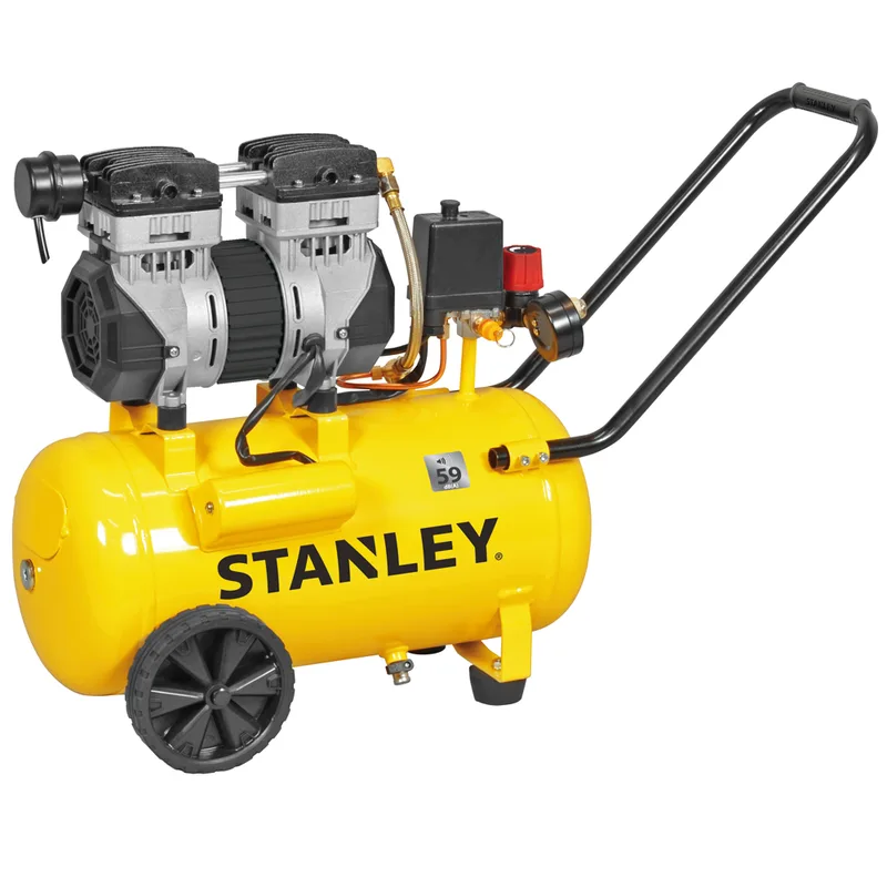 Stanley DST 150/8/24 SXCMS1324H - Compresseur d'air électrique monophasé silencieux, oil-less - Moteur 1.3 CV - 24 L