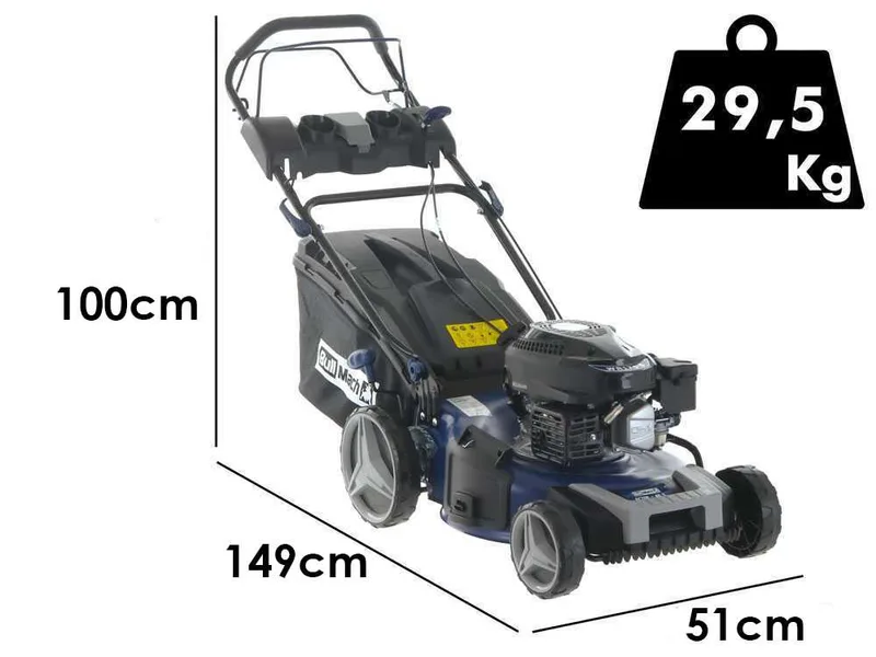BullMach ECTOR 46 S - Tondeuse à gazon thermique tractée - 4 en 1 - Moteur de 170 cc