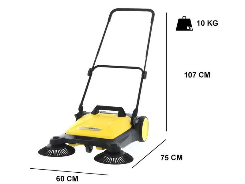 Kärcher S 4 Twin - Balayeuse manuelle avec bac de ramassage - compartiment de récolte de 20 litres