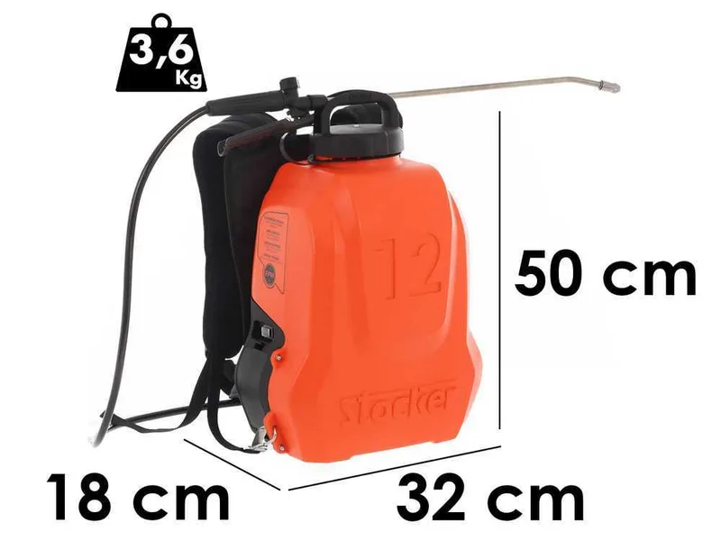 Pompe de pulvérisation à dos Stocker Ergo 12 - Batterie au lithium 12 litres - 5 bar
