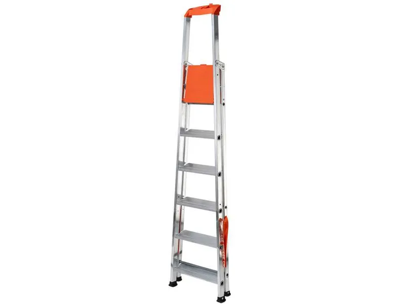Gierre Stabila AL730DS - 6 marches, 1.96 m - Échelle en aluminium avec tréteau
