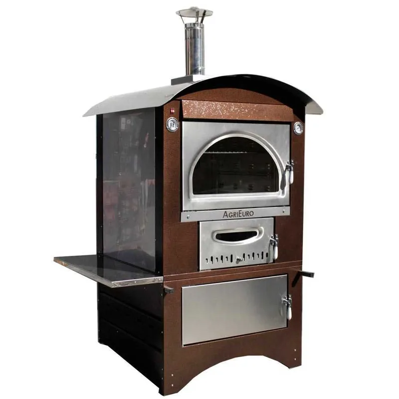 AgriEuro Maximus 80 Deluxe EXT - Four à bois en acier d'extérieur - Cuivre émaillé - Inox