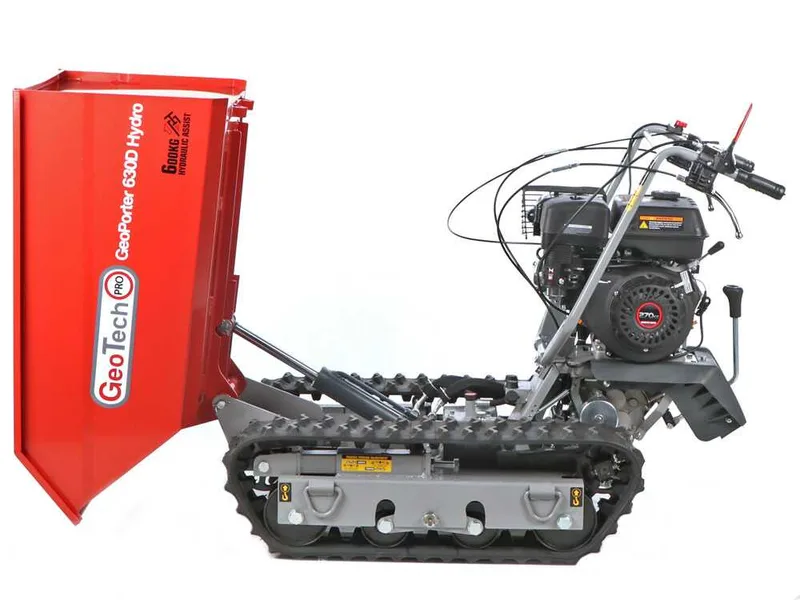 GeoTech Pro GeoPorter 630D Hydro - Brouette à moteur sur chenille - benne dumper hydraulique 600Kg