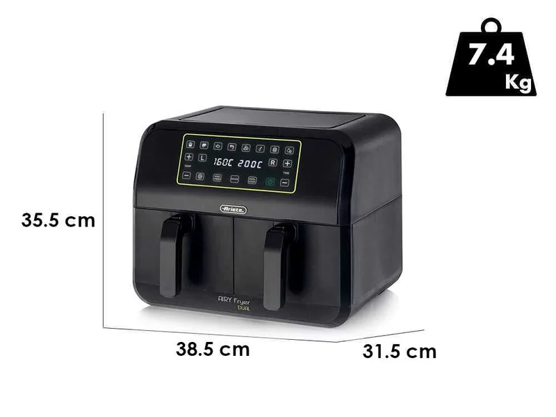 Ariete 4623 Airy Fryer Dual - Friteuse sans huile numérique avec bac double