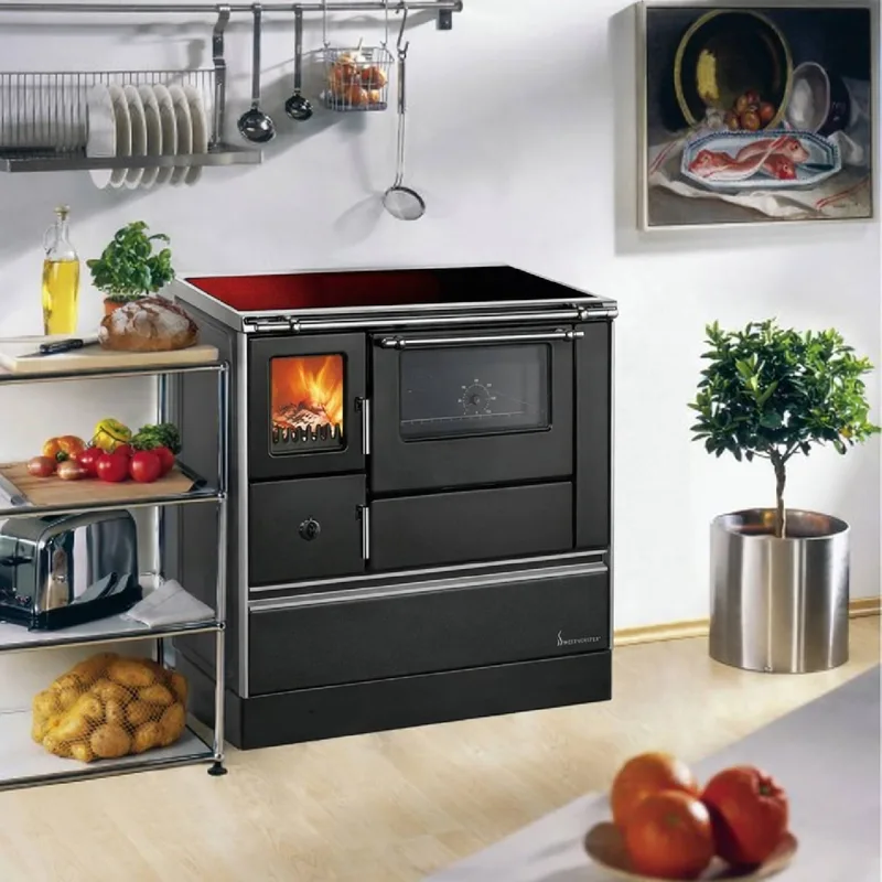 Westminster cuisinière à bois K 76F-90 table de cuisson vitrocéramique noir raccordement tuyaux gauche