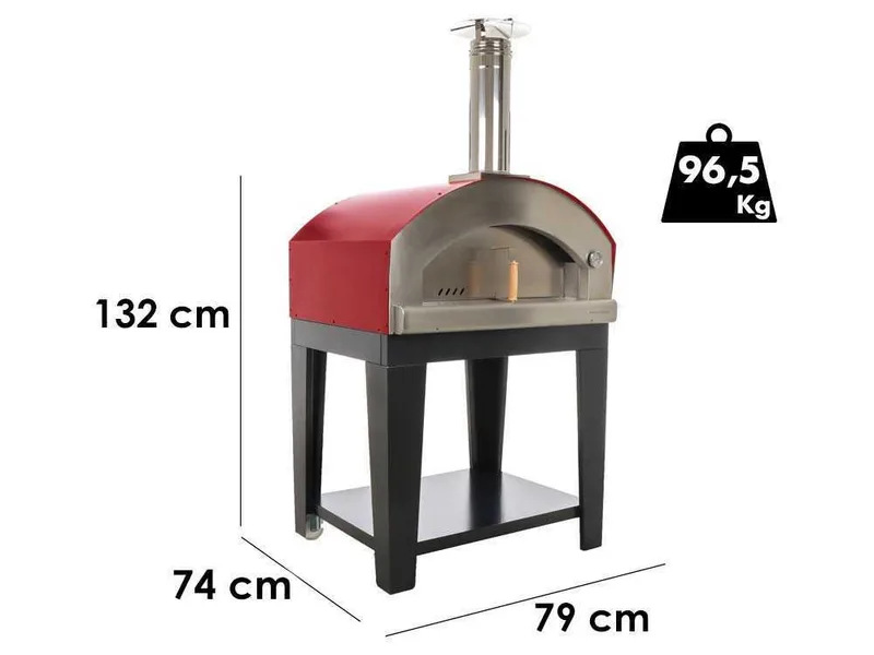 Rossofuoco Campagnolo - Four à bois d'extérieur avec chariot - Rouge