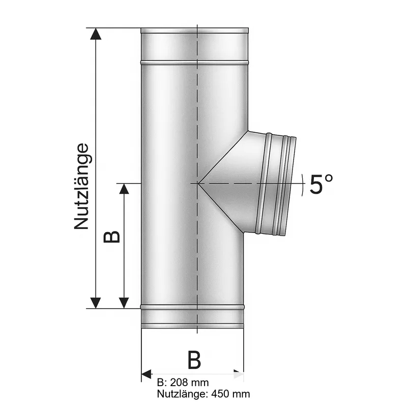 Schiedel PRIMA PLUS raccordement tuyaux 85° Ø180 mm simple paroi mat