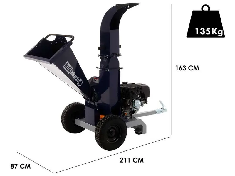 BullMach ZEUS 120 LE - Broyeur thermique professionnel - Moteur à essence 15 CV avec démarrage électrique