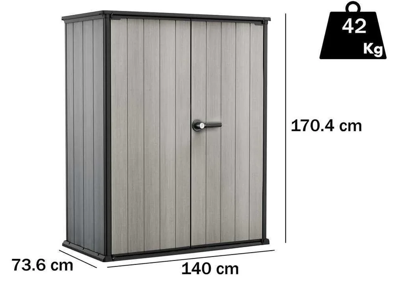 Keter High Store - Armoire à outils de jardin - 140x73x170 cm