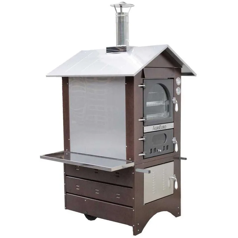 AgriEuro Medius 80 Deluxe EXT - Four à bois acier d'extérieur - Cuivre émaillé - Inox