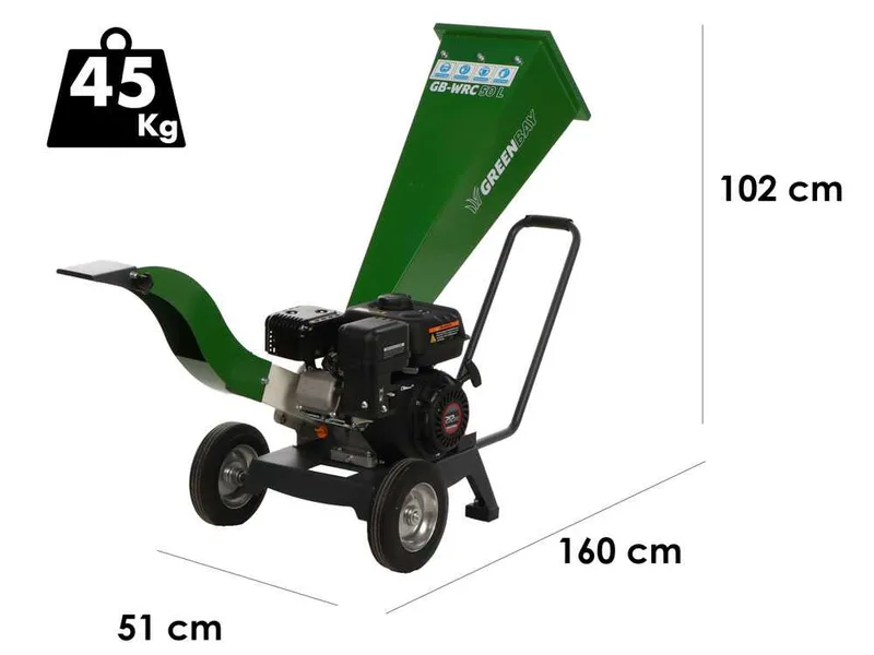 GreenBay GB-WRC 50 L - Broyeur de branches thermique - Moteur à essence 7 CV
