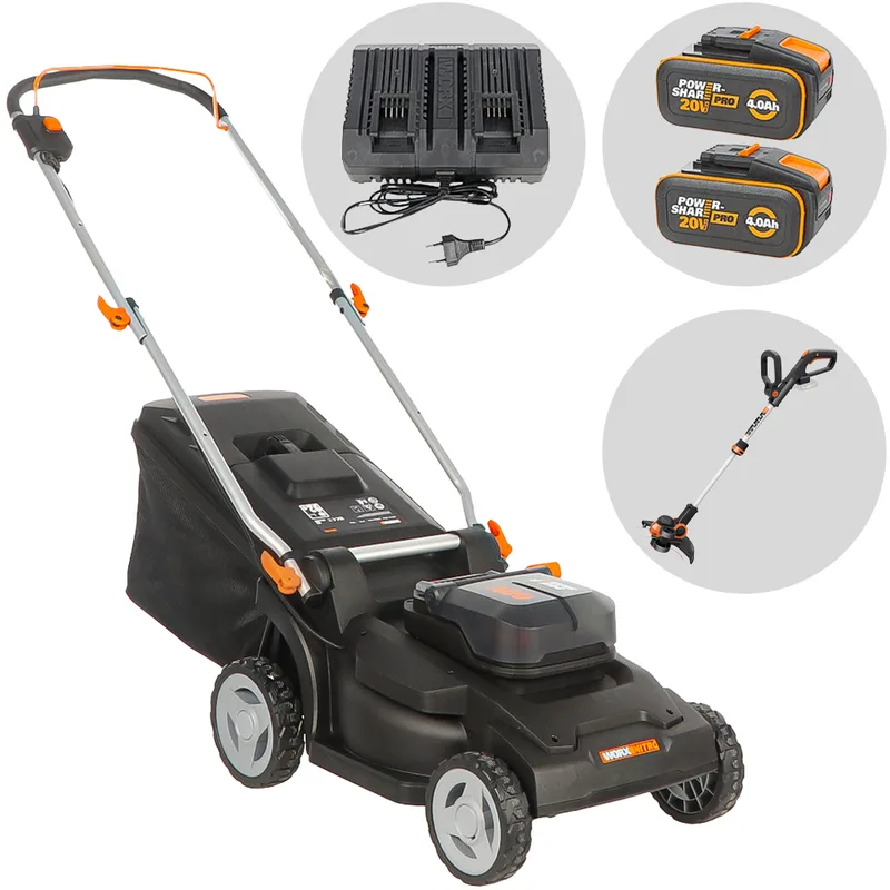 Worx Nitro WG745E - Tondeuse à batterie - 2x20V/4Ah - Coupe 41cm