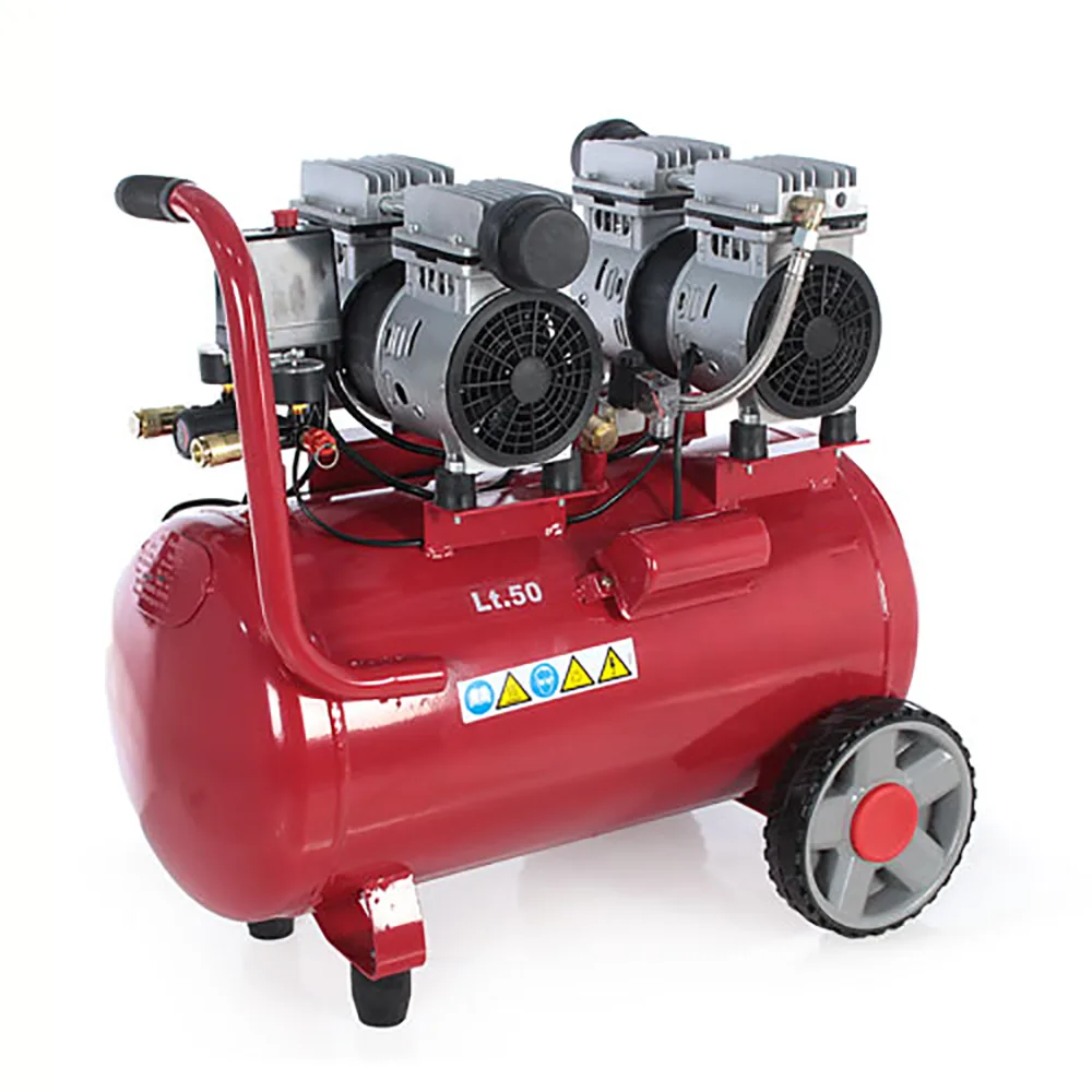 GeoTech S-AC50-8-10x2 - Compresseur d'air électrique silencieux à double culasse 50 L oilless - 2 CV