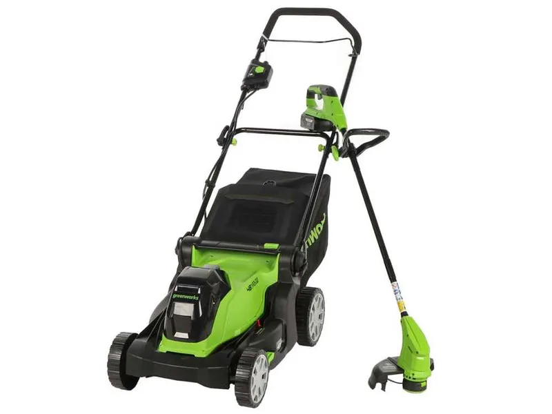 Greenworks G48LM41ST25K2X - Kit Tondeuse à gazon à batterie + Coupe-bordure à batterie - 48V - 2x 24V/2Ah