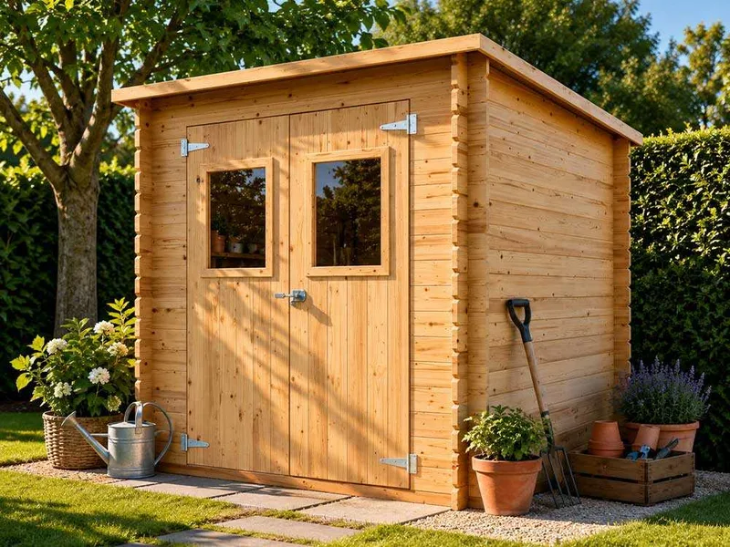 Alce Vibo 198 x 198 cm – Abri de jardin en bois - Avec fenêtres frontales – 198 x 198 x 195 cm