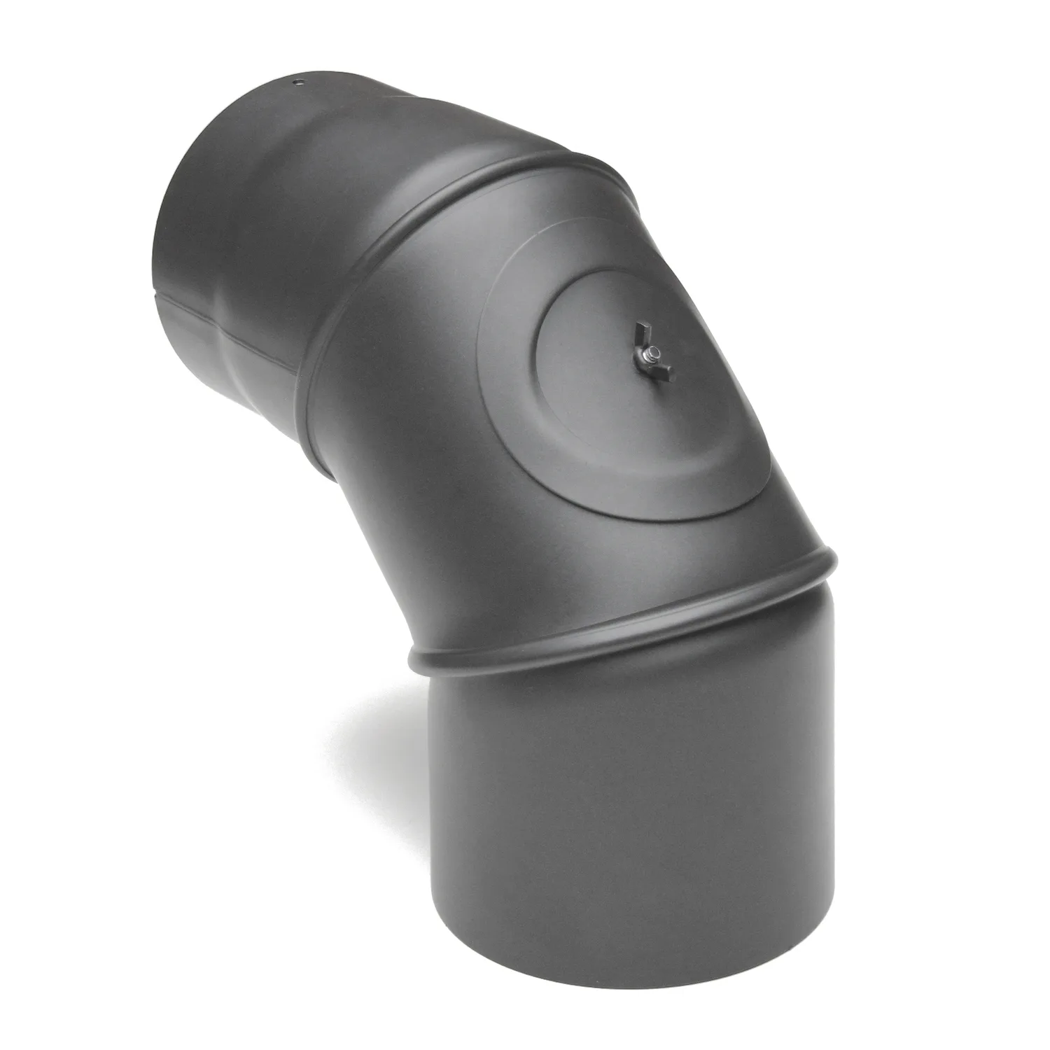 Raik Basic coude de tuyau de fumée 130mm gris fonte 0–90° avec porte pour tuyau de fumée / conduit de fumée