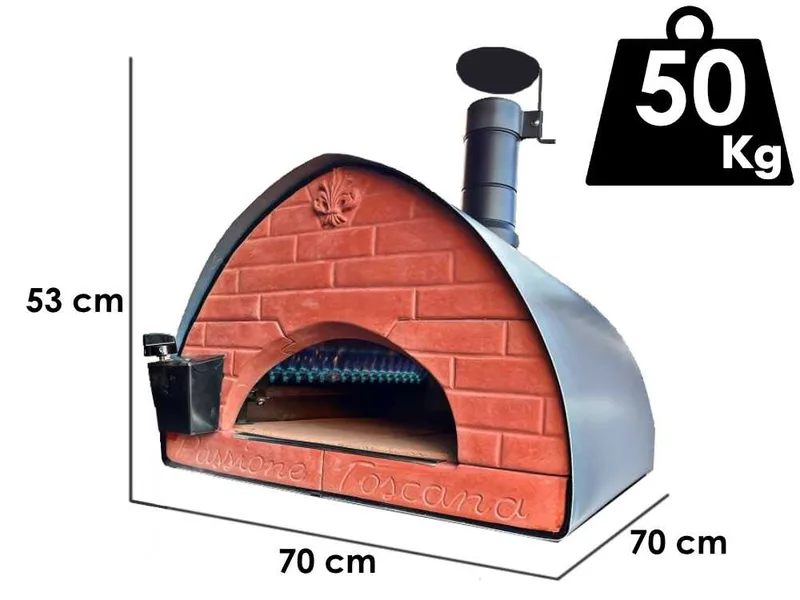 Pizza Party Bollore - Four à pizza hybride 2-en-1 gaz/bois - Chambre de cuisson 60 x 60 cm - Sole en briques réfractaires