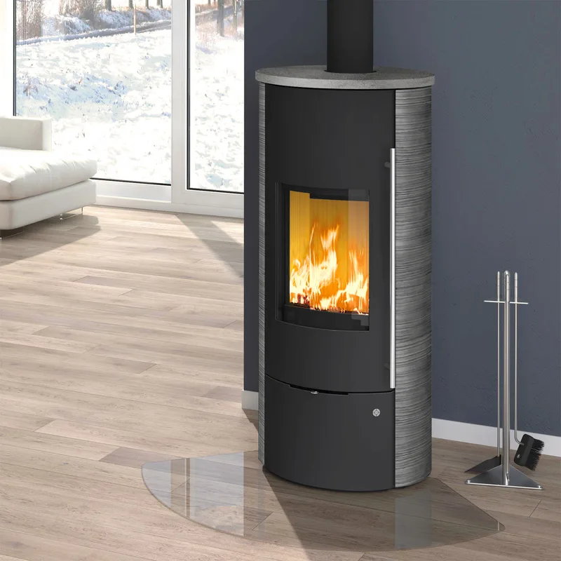 Olsberg Tolima Aqua II Compact Poêle à bois avec circulation d'eau Acier Noir | Revêtement en céramique Curlo