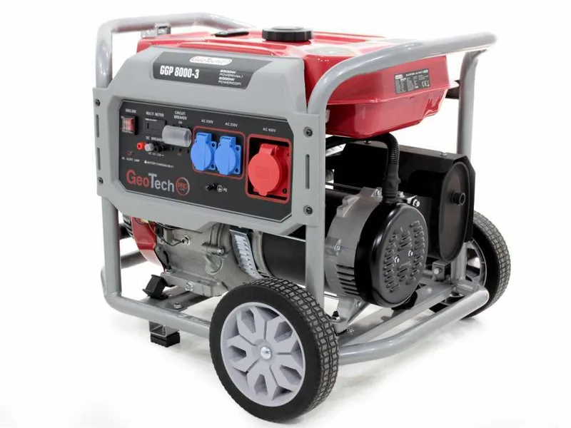 GeoTech Pro GGP 8000-3 - Groupe électrogène sur chariot avec AVR 6.6 kW - Continue 6 kw Triphasé